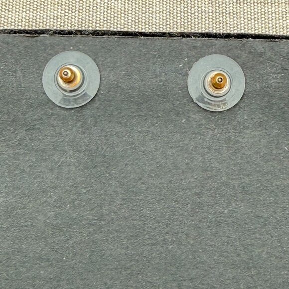 3/$17 Abstract Green Rhinestone Gold Disk Pierced Earrings - Picture 3 of 3